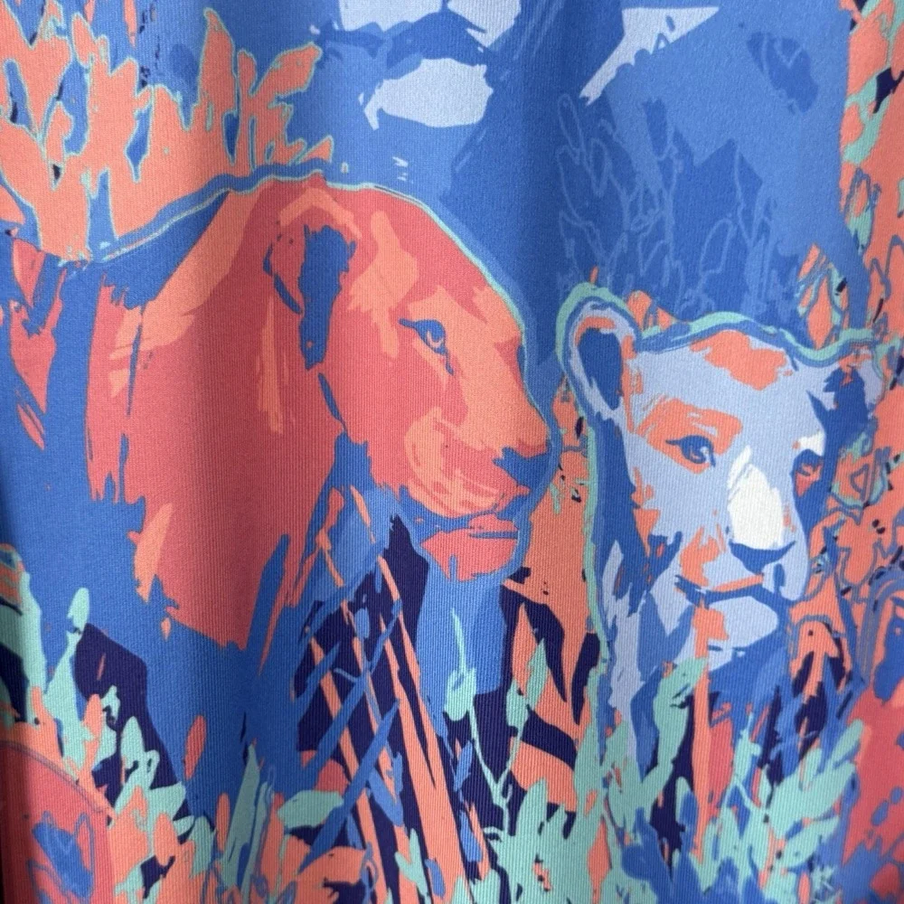 Waggle Golf Clubhouse King Performance Polo Stretch Shirt Lion Print Men's L - Picture 3 of 7